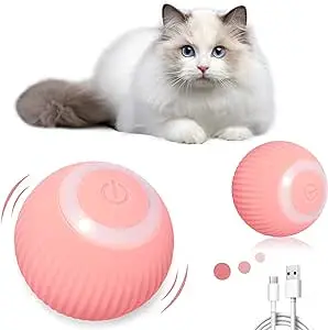 Pelota eléctrica para gato rosada